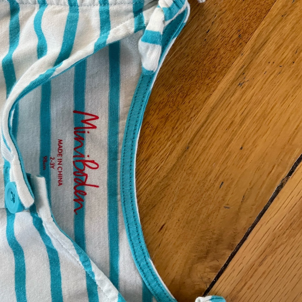 Mini Boden Striped Blue and Floral Yellow Dress 2-3T - Picture 5 of 6